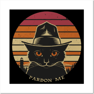 Pardon Me Retro Cowboy Cat For The Interruption Posters and Art